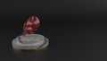 3D rendering of red gemstone symbol of feather icon