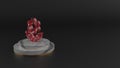 3D rendering of red gemstone symbol of flower icon