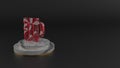 3D rendering of red gemstone symbol of glass of beer icon