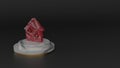 3D rendering of red gemstone symbol of mortgage icon