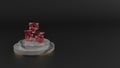 3D rendering of red gemstone symbol of network wired icon