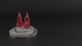 3D rendering of red gemstone symbol of Petronas twin tower icon