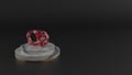 3D rendering of red gemstone symbol of switch icon