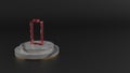 3D rendering of red gemstone vertical symbol of empty battery icon