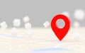 3D Rendering red GPS pinpoint of destination on the map, for navigator and route for travel concept, select focus shallow depth of