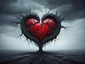 3d rendering of red heart with broken heart on black background Royalty Free Stock Photo