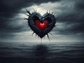 3d rendering of red heart with broken heart on black background Royalty Free Stock Photo