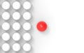 3d rendering. A Red leadership one separate form other white sphere balls Royalty Free Stock Photo