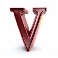 Maroon 3d Cartoon Letter V: Shiny Plastic With Realistic Attention To Detail