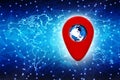 3d rendering Red map pointer with globe. navigation concept, Gps navigation