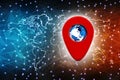 3d rendering Red map pointer with globe. navigation concept, Gps navigation
