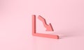 3d rendering red or pink pastel bar graph stair step to Arrow sank to failure. progress way slump to failure. Data business Royalty Free Stock Photo