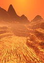 3D Rendering Planet Mars Lanscape