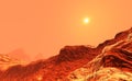 3D Rendering Planet Mars Lanscape