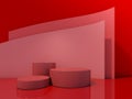 3d rendering of red  podium stage for product and showcase presentation, Chinese New Year  concept Royalty Free Stock Photo