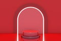 3d rendering of red  podium stage for product and showcase presentation, Chinese New Year   concept Royalty Free Stock Photo
