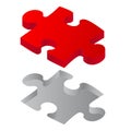 3D rendering of a red puzzle piece with a missing part on an isolated background Royalty Free Stock Photo