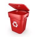 3D rendering Red Recycling Bin