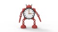 3D rendering of a red robot clock doll figure scifi cute isolated