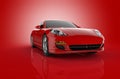 A red sports car on a red background
