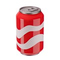 3D Rendering Of A Red Tin Can. Drink, Fast Food. Junk Unhealthy Beverage. Bright Illustration In Cartoon 3D Style Royalty Free Stock Photo