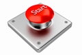 3D rendering. Red web button with start. Royalty Free Stock Photo