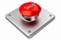 3D rendering. Red web button with stop. Royalty Free Stock Photo