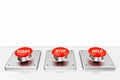3D rendering. Red web buttons with start, stop, help. Royalty Free Stock Photo
