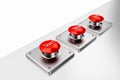 3D rendering. Red web buttons with start, stop, help. Royalty Free Stock Photo