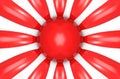 3d rendering. Red and white plate swirl twist art design with circle on center as Japanese flag sign background. Royalty Free Stock Photo