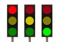 3d rendering. red, yellow and green traffic light signal set with clipping path isolated on white background. Royalty Free Stock Photo