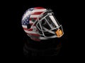 3d Rendering of Regby helmet with USA flag for web and mobile design