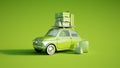 Retro car on a trip green Royalty Free Stock Photo