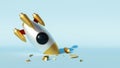 3d rendering of a retro space rocket broken after unsuccessful landing with its nose smashed into the ground. Space Royalty Free Stock Photo