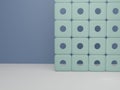 Retro Style Minimal Geometric Screen Product Display Background for Beauty or Fashionable Products. Green, Blue, and