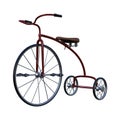 3D Rendering Retro Tricycle on White