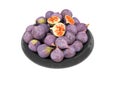3d rendering ripe figs on plate on white background no shadow Royalty Free Stock Photo