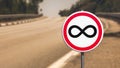 3D rendering - Road sign with infinity symbol on highway background