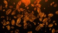 Roasted coffee beans falling down on a dark background, computer generated. 3d rendering Royalty Free Stock Photo