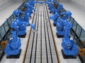 Robot arms with conveyor line