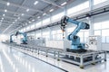 3D Rendering of Robot Assembly Line in Factory Royalty Free Stock Photo
