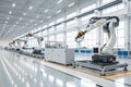3D Rendering of Robot Assembly Line in Factory Royalty Free Stock Photo