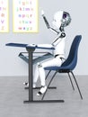 3D rendering of a robot child in a classroom nr 1