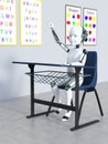 3D rendering of a robot child in a classroom nr 2