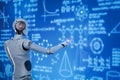 Robot with education hud Royalty Free Stock Photo