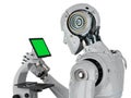 Robot work on microscope Royalty Free Stock Photo