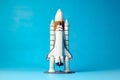 3D rendering of a rocket isolated against a studio background, offering ample copy space for text and messages. Royalty Free Stock Photo