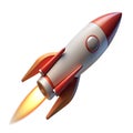 3D Rendering Rocket into the Space.