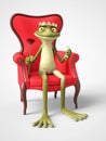 3D rendering of romantic cartoon frog prince proposing.