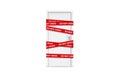 3D Rendering Room Concept Door on White with Caution Keep Out Sign Tape